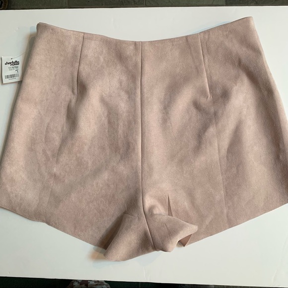 Charlotte Russe stretchy faux suede beige blush skort Size Large - Picture 3 of 11